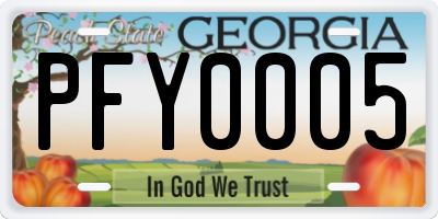 GA license plate PFY0005