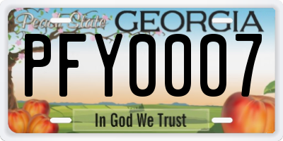 GA license plate PFY0007