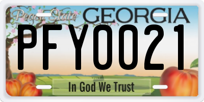 GA license plate PFY0021