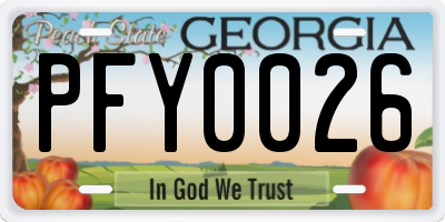 GA license plate PFY0026