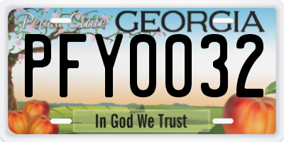 GA license plate PFY0032