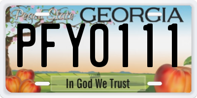 GA license plate PFY0111