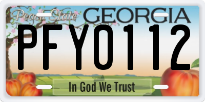 GA license plate PFY0112