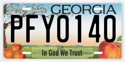 GA license plate PFY0140