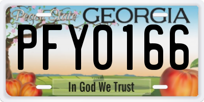 GA license plate PFY0166