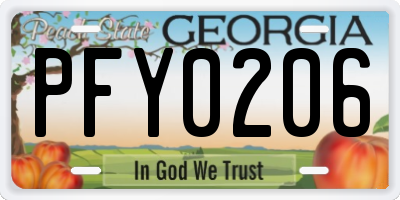 GA license plate PFY0206