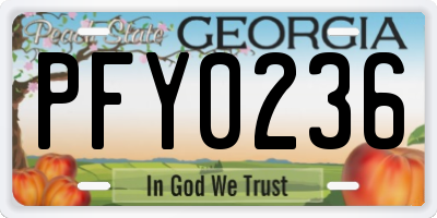 GA license plate PFY0236