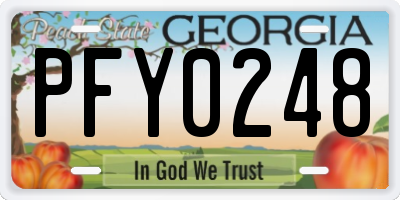 GA license plate PFY0248