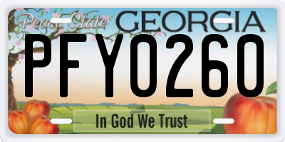 GA license plate PFY0260