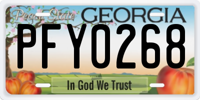GA license plate PFY0268