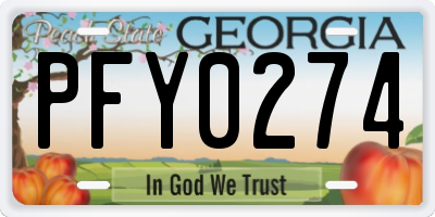 GA license plate PFY0274