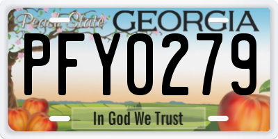 GA license plate PFY0279