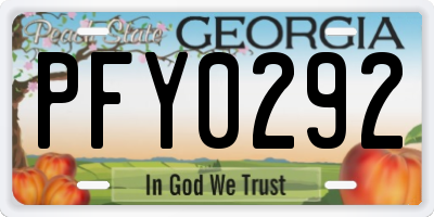 GA license plate PFY0292