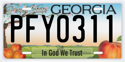 GA license plate PFY0311