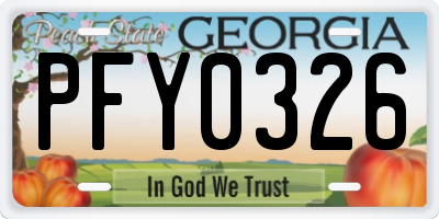 GA license plate PFY0326