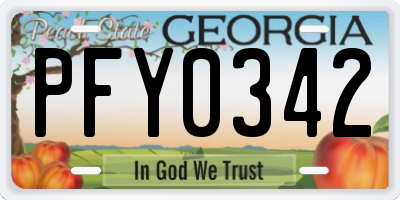 GA license plate PFY0342