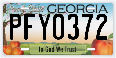 GA license plate PFY0372