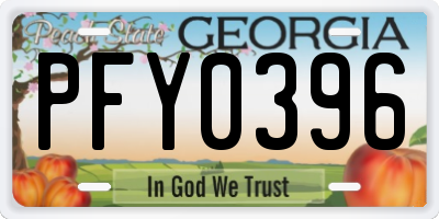 GA license plate PFY0396
