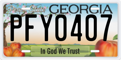 GA license plate PFY0407