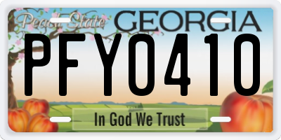 GA license plate PFY0410