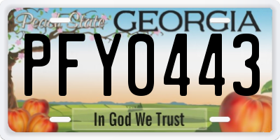 GA license plate PFY0443