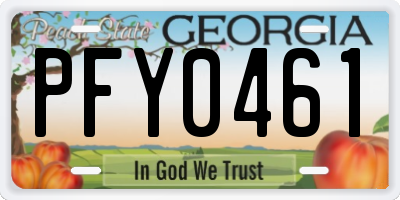 GA license plate PFY0461
