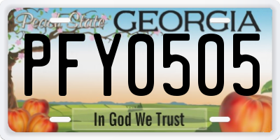 GA license plate PFY0505