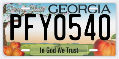 GA license plate PFY0540