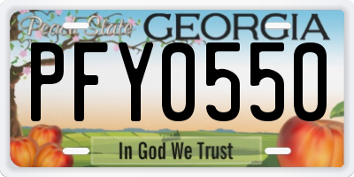 GA license plate PFY0550