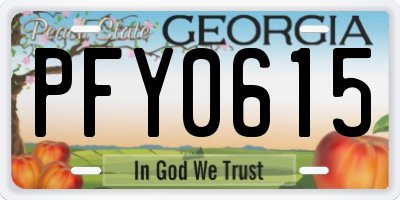 GA license plate PFY0615