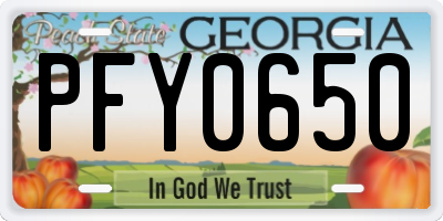 GA license plate PFY0650