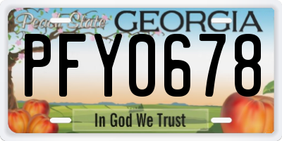 GA license plate PFY0678