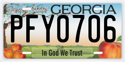 GA license plate PFY0706