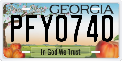 GA license plate PFY0740