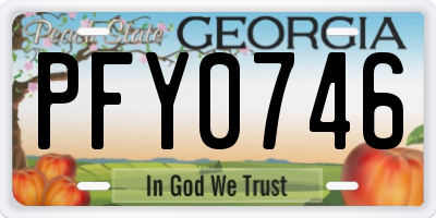 GA license plate PFY0746