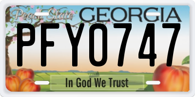 GA license plate PFY0747