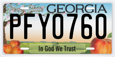 GA license plate PFY0760