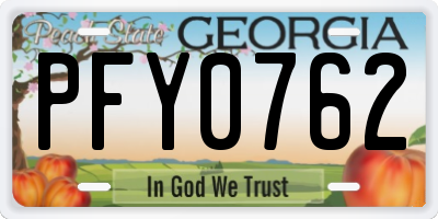 GA license plate PFY0762