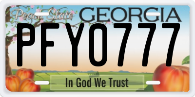 GA license plate PFY0777