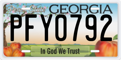 GA license plate PFY0792