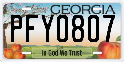 GA license plate PFY0807