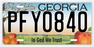 GA license plate PFY0840