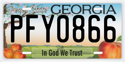 GA license plate PFY0866
