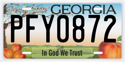 GA license plate PFY0872