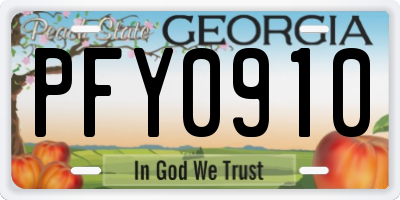 GA license plate PFY0910