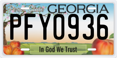 GA license plate PFY0936