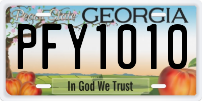 GA license plate PFY1010