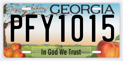 GA license plate PFY1015
