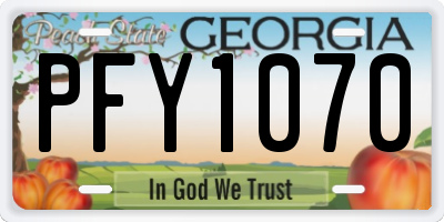 GA license plate PFY1070
