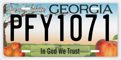 GA license plate PFY1071